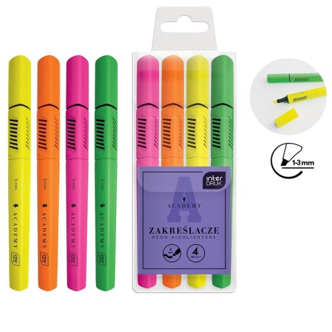 Zakreślacz Interdruk neonowe 5902277350022, mix 1,0-3,0mm (4KOL) Zakreślacz Interdruk neonowe 5902277350022, mix 1,0-3,0mm (4KOL)
