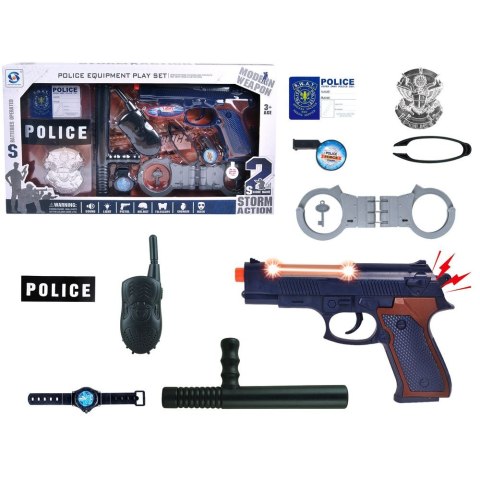 Zestaw policyjny Lean Pistolet z Dźwiękiem Kajdanki Odznaka (12137) Zestaw policyjny Lean Pistolet z Dźwiękiem Kajdanki Odznaka (12137)