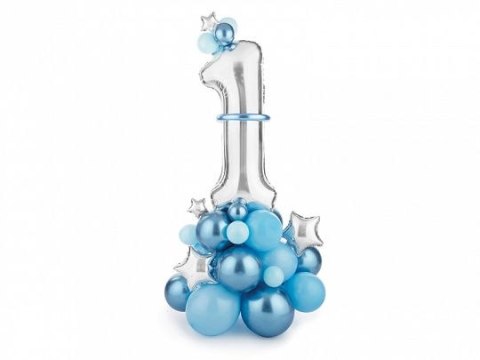 Balon gumowy Partydeco Bukiet balonów Cyfra '1', niebieski, 90x140cm (GBN7-1-001) Balon gumowy Partydeco Bukiet balonów Cyfra '1', niebieski, 90x140cm (GBN7-1-001)