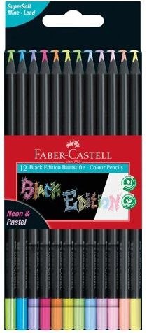 Kredki ołówkowe Faber Castell Black Edition pastelowe i neonowe 12 kol. (116410 FC) Kredki ołówkowe Faber Castell Black Edition pastelowe i neonowe 12 kol. (116410 FC)