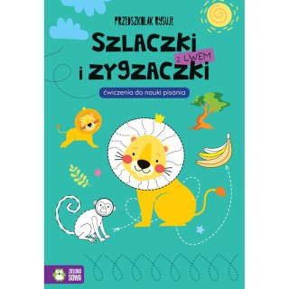 Książeczka edukacyjna Zielona Sowa Przedszkolak rysuje. Szlaczki i zygzaczki z lwem