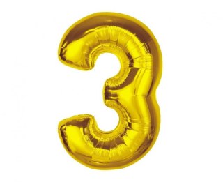 Balon foliowy Godan Smart, cyfra 3, złota, 92 cm (CH-S9Z3)