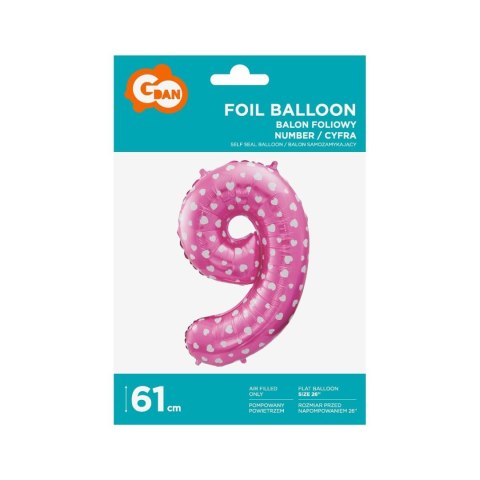 Balon foliowy Godan różowy cyfra 9 26 cali 26cal (hs-c26r9) Balon foliowy Godan różowy cyfra 9 26 cali 26cal (hs-c26r9)