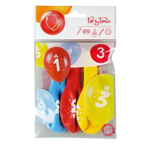 Balon gumowy Arpex z nadrukiem cyferki - 3 (3 szt.) mix 280mm (KB1924-3-9944) Balon gumowy Arpex z nadrukiem cyferki - 3 (3 szt.) mix 280mm (KB1924-3-9944)