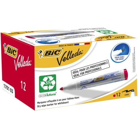Marker suchościeralny Bic Velleda Ecolutions 1701, czerwony 1,5mm okrągła końcówka (904939) Marker suchościeralny Bic Velleda Ecolutions 1701, czerwony 1,5mm okrągła końcówka (904939)