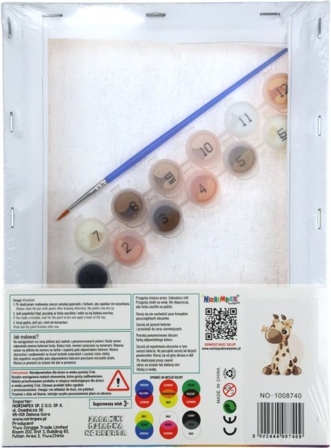 Zestaw kreatywny dla dzieci Norimpex Malowanie po numerach 18x24cm żyrafa (NO-1008740) Zestaw kreatywny dla dzieci Norimpex Malowanie po numerach 18x24cm żyrafa (NO-1008740)