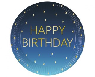 Talerz jednorazowy Godan Blue Happy Birthday, Decorata śr. 230mm 8 szt (96620)