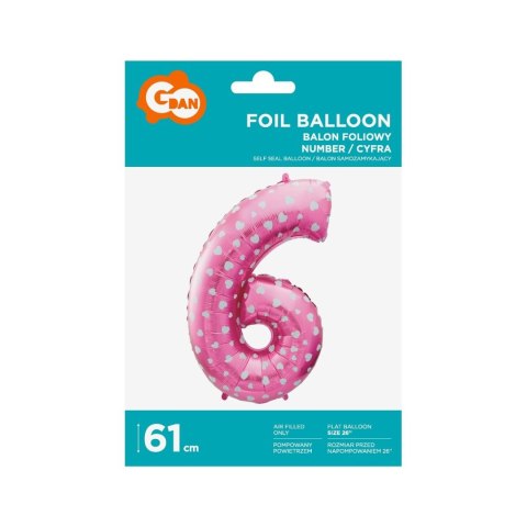 Balon foliowy Godan różowy cyfra 6 26 cali 26cal (hs-c26r6) Balon foliowy Godan różowy cyfra 6 26 cali 26cal (hs-c26r6)