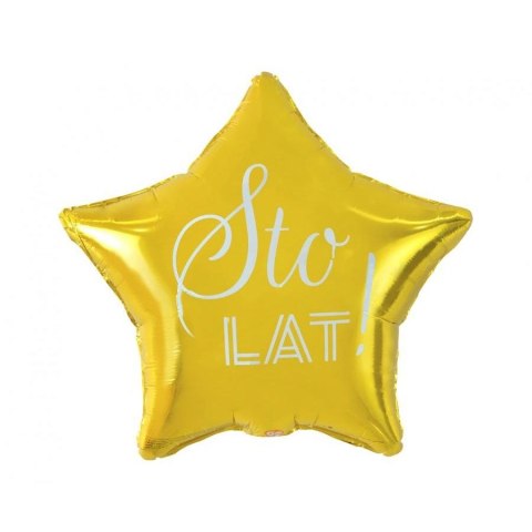 Balon foliowy Godan Sto Lat, gwiazda złota, nadruk biały 19cal (FG-GSLB) Balon foliowy Godan Sto Lat, gwiazda złota, nadruk biały 19cal (FG-GSLB)
