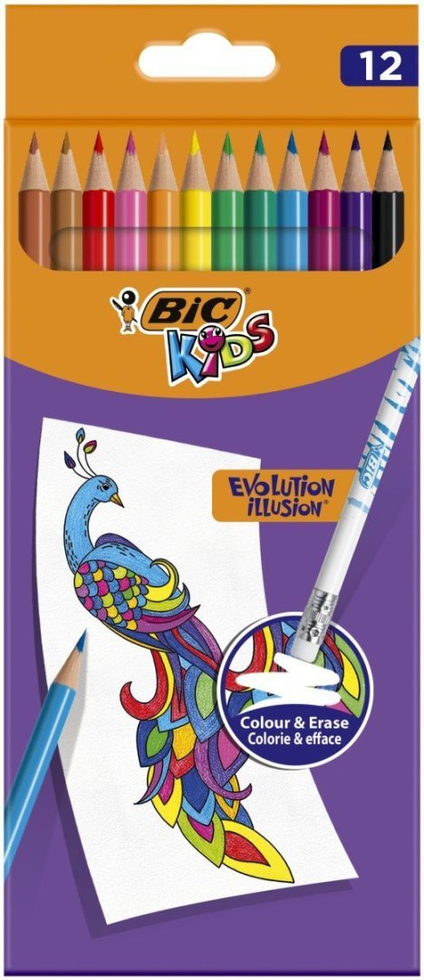 Kredki ołówkowe Bic Kids ILLUSION 12 kol. (989683) Kredki ołówkowe Bic Kids ILLUSION 12 kol. (989683)