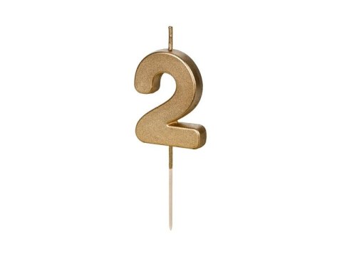 Świeczka urodzinowa Partydeco Cyferka 2, 4.5 cm, złoty (SCU9-2) Świeczka urodzinowa Partydeco Cyferka 2, 4.5 cm, złoty (SCU9-2)