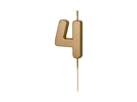 Świeczka urodzinowa Partydeco Cyferka 4, 4.5 cm, złoty (SCU9-4) Świeczka urodzinowa Partydeco Cyferka 4, 4.5 cm, złoty (SCU9-4)