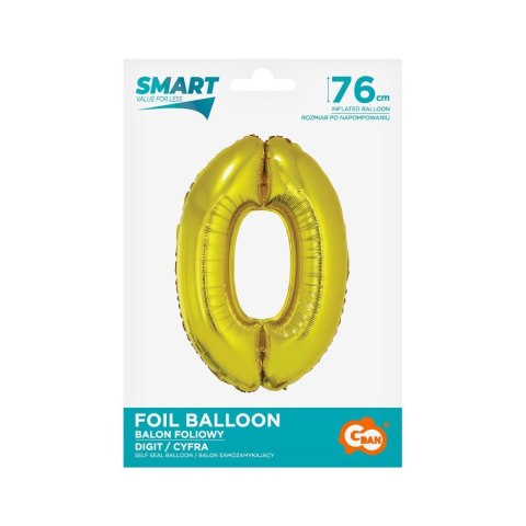 Balon foliowy Godan Smart cyfra 0 złota 76cm (CH-SZL0) Balon foliowy Godan Smart cyfra 0 złota 76cm (CH-SZL0)