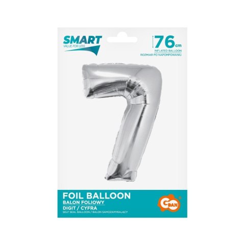 Balon foliowy Godan Smart cyfra 7 srebrna 76cm (CH-SSR7) Balon foliowy Godan Smart cyfra 7 srebrna 76cm (CH-SSR7)