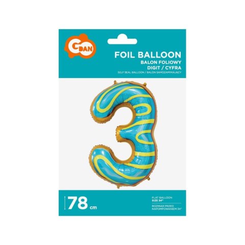 Balon foliowy Godan cyfra 3 CIASTECZKO 34cal (BC-HCS3) Balon foliowy Godan cyfra 3 CIASTECZKO 34cal (BC-HCS3)
