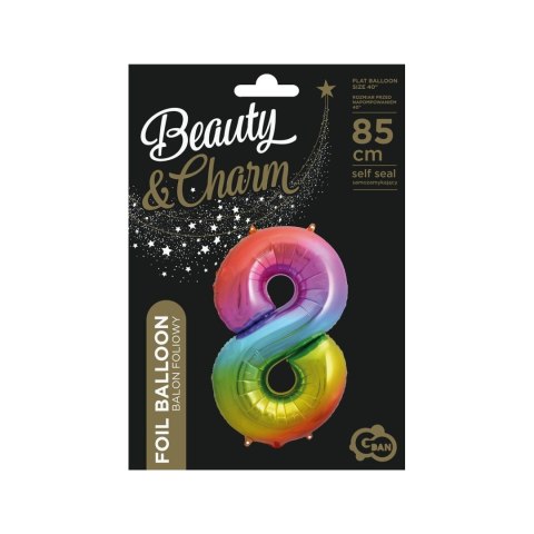 Balon foliowy Godan cyfra 8 tęczowy 85cm 40cal (HS-C34T8) Balon foliowy Godan cyfra 8 tęczowy 85cm 40cal (HS-C34T8)