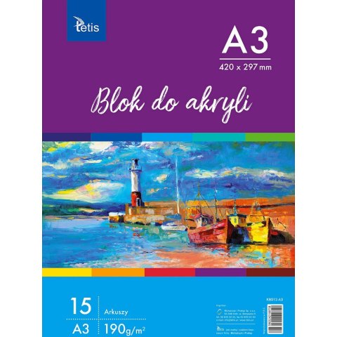 Blok artystyczny Tetis szkicownik A3 190g 15k (KB012-A3) Blok artystyczny Tetis szkicownik A3 190g 15k (KB012-A3)