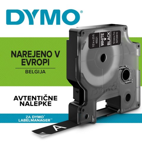 Taśma Dymo D1 12mm x 7m czarna/biały nadruk Taśma Dymo D1 12mm x 7m czarna/biały nadruk