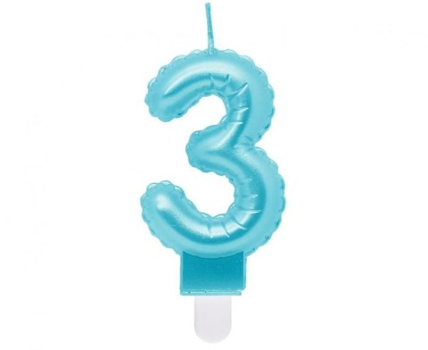 Świeczka urodzinowa Godan cyferka 3, perłowa jasnoniebieska, 7 cm (SF-PJN3) Świeczka urodzinowa Godan cyferka 3, perłowa jasnoniebieska, 7 cm (SF-PJN3)