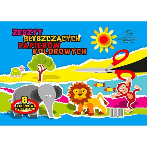 Zeszyt papierów kolorowych Protos błyszczący A5 8k Zeszyt papierów kolorowych Protos błyszczący A5 8k