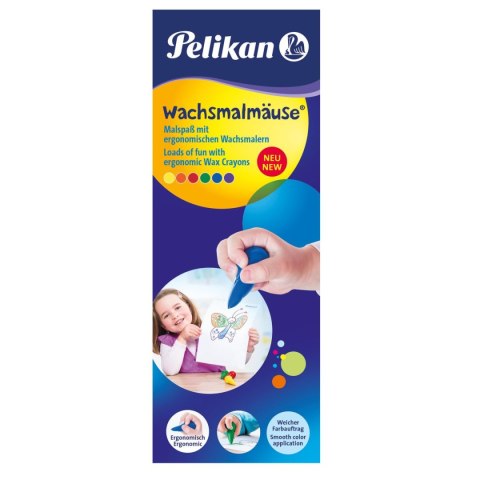 Kredki świecowe Pelikan Myszki 6 kol. (804073) Kredki świecowe Pelikan Myszki 6 kol. (804073)