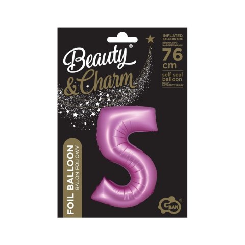 Balon foliowy Godan Beauty&Charm Cyfra 5 satynowy róż 76cm (CH-BSR5) Balon foliowy Godan Beauty&Charm Cyfra 5 satynowy róż 76cm (CH-BSR5)