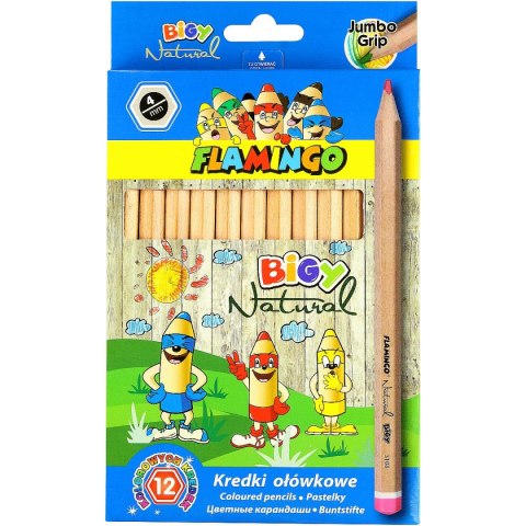 Kredki ołówkowe Flamingo Jumbo Natural 12 kol. Kredki ołówkowe Flamingo Jumbo Natural 12 kol.