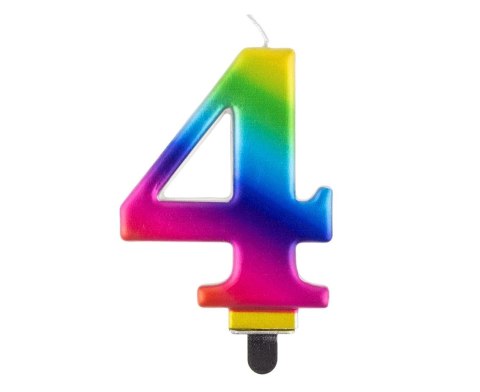 Świeczka urodzinowa Godan cyferka 4, tęczowa 8 cm (PF-SCG4) Świeczka urodzinowa Godan cyferka 4, tęczowa 8 cm (PF-SCG4)
