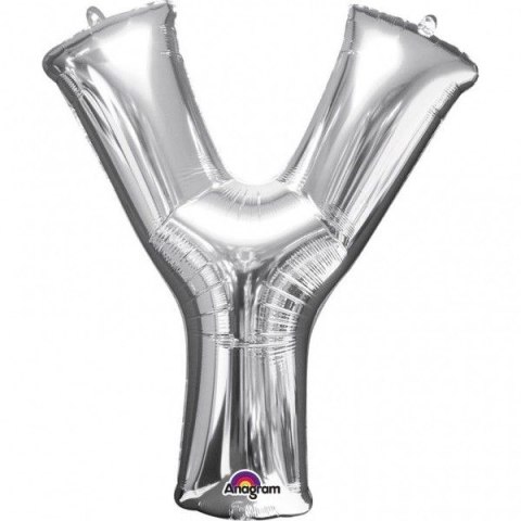 Balon foliowy Amscan balon mini literka y srebrna (3306001) Balon foliowy Amscan balon mini literka y srebrna (3306001)