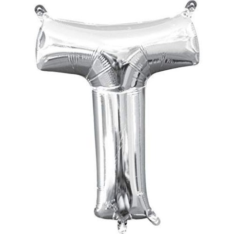 Balon foliowy Amscan mini litera t srebrna (3305001) Balon foliowy Amscan mini litera t srebrna (3305001)