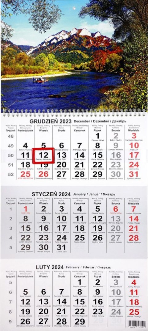 Kalendarz ścienny Beskidy trójdzielny 715mm x 285mm (T1) Kalendarz ścienny Beskidy trójdzielny 715mm x 285mm (T1)