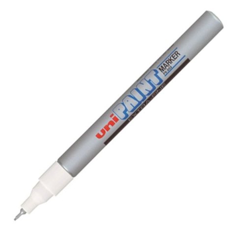 Marker olejowy Uni, srebrny 0,8mm igłowa końcówka (PX-203) Marker olejowy Uni, srebrny 0,8mm igłowa końcówka (PX-203)