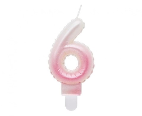 Świeczka urodzinowa Godan cyferka 6, ombre, perłowa biało-różowa, 7 cm (SF-PBR6) Świeczka urodzinowa Godan cyferka 6, ombre, perłowa biało-różowa, 7 cm (SF-PBR6)