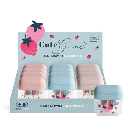 Temperówka Interdruk CUTE GIRL podwójna z pojemnikiem mix plastikowa (5902277331236) Temperówka Interdruk CUTE GIRL podwójna z pojemnikiem mix plastikowa (5902277331236)