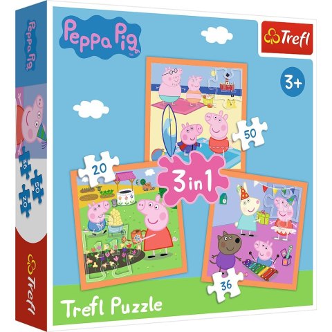 Puzzle Trefl Pomysłowa Świnka Peppa 3w1 el. (34852) Puzzle Trefl Pomysłowa Świnka Peppa 3w1 el. (34852)