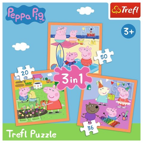 Puzzle Trefl Pomysłowa Świnka Peppa 3w1 el. (34852) Puzzle Trefl Pomysłowa Świnka Peppa 3w1 el. (34852)