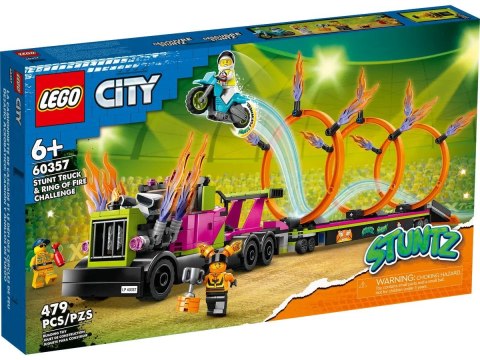 Klocki konstrukcyjne Lego City wyzwanie kaskaderskie: ciężarówka i ogniste obręcze (60357) Klocki konstrukcyjne Lego City wyzwanie kaskaderskie: ciężarówka i ogniste obręcze (60357)