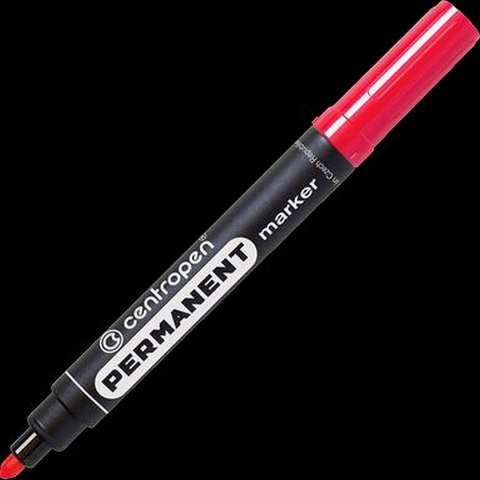 Marker permanentny Centropen, czerwony 2,5mm okrągła końcówka (8566) Marker permanentny Centropen, czerwony 2,5mm okrągła końcówka (8566)