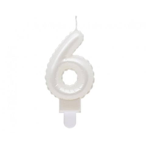 Świeczka urodzinowa Godan cyferka 6, perłowa biała, 7 cm (SF-PBI6) Świeczka urodzinowa Godan cyferka 6, perłowa biała, 7 cm (SF-PBI6)