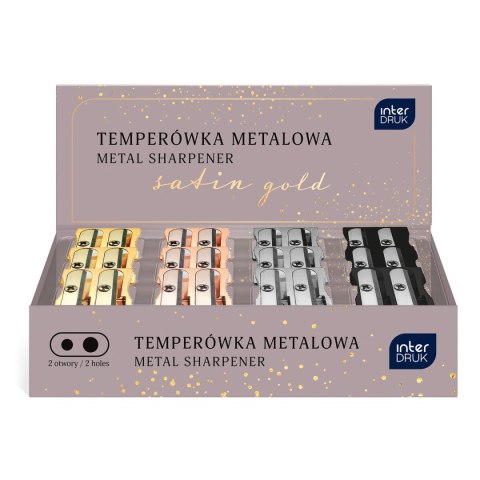 Temperówka Interdruk SATIN GOLD podwójna z pojemnikiem 5902277346551 plastikowa Temperówka Interdruk SATIN GOLD podwójna z pojemnikiem 5902277346551 plastikowa