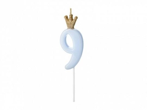 Świeczka urodzinowa Partydeco Cyferka 9, jasny niebieski, 9.5cm (SCU6-9-001J) Świeczka urodzinowa Partydeco Cyferka 9, jasny niebieski, 9.5cm (SCU6-9-001J)
