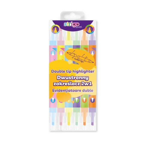 Zakreślacz Strigo 6szt pastelowych i 6 szt neonowych 2w1 (SSC442) Zakreślacz Strigo 6szt pastelowych i 6 szt neonowych 2w1 (SSC442)