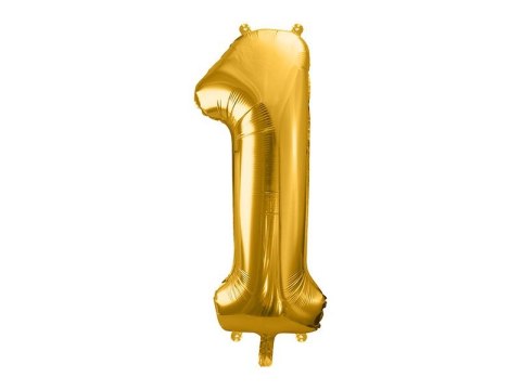 Balon foliowy Partydeco cyfra 1 złota, 86cm 34cal (FB1M-1-019) Balon foliowy Partydeco cyfra 1 złota, 86cm 34cal (FB1M-1-019)