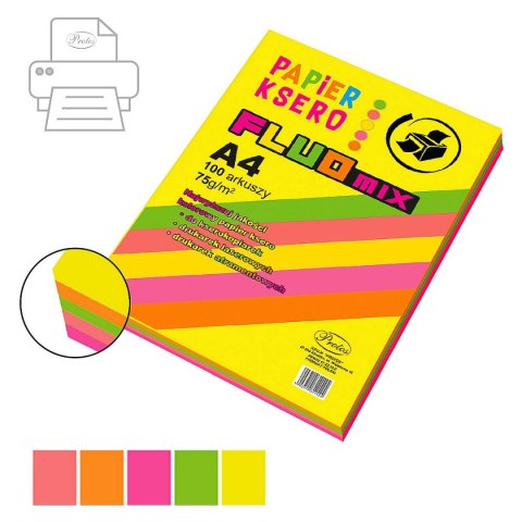 Papier kolorowy Protos fluo A4 mix 80g Papier kolorowy Protos fluo A4 mix 80g