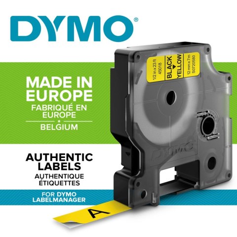 Taśma Dymo D1 12mm x 7m żółta/czarny nadruk Taśma Dymo D1 12mm x 7m żółta/czarny nadruk