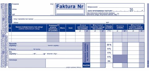 Druk offsetowy Michalczyk i Prokop Faktura VAT pełna 1/3 A4,80 kartek 1/3 A4 80k. (105-8E) Druk offsetowy Michalczyk i Prokop Faktura VAT pełna 1/3 A4,80 kartek 1/3 A4 80k. (105-8E)