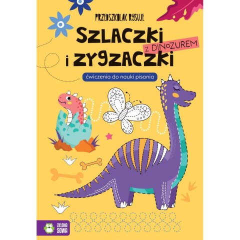 Książeczka edukacyjna Zielona Sowa przedszkolak rysuje. Szlaczki i zygzaczki z Dinozaurem Książeczka edukacyjna Zielona Sowa przedszkolak rysuje. Szlaczki i zygzaczki z Dinozaurem