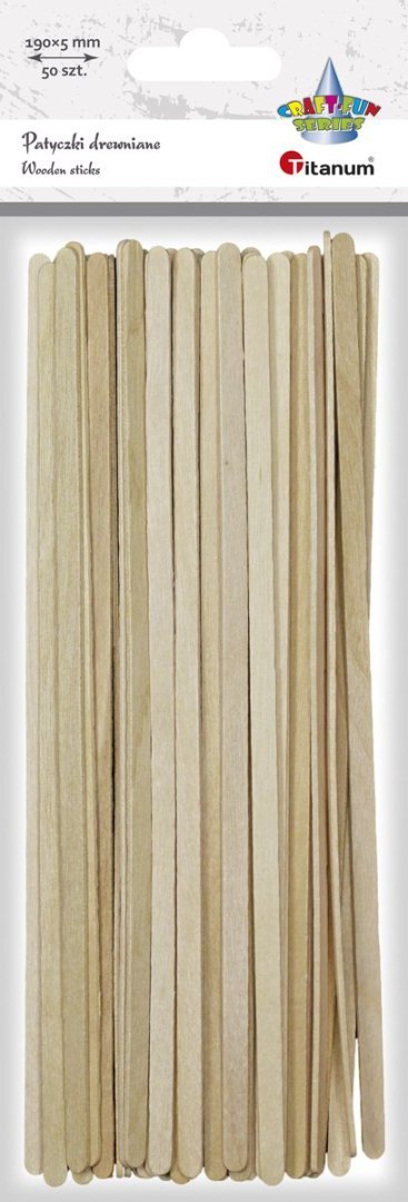 Ozdoba drewniana Titanum Craft-Fun Series Patyczki naturalne 5x190mm (21WL001) Ozdoba drewniana Titanum Craft-Fun Series Patyczki naturalne 5x190mm (21WL001)