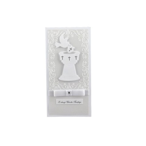 Kartka składana Deco Styl chrzest ręcznie zdobiona DL Kartka składana Deco Styl chrzest ręcznie zdobiona DL