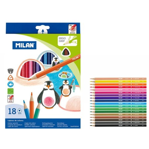 Kredki ołówkowe Milan 18 kol. (722318) Kredki ołówkowe Milan 18 kol. (722318)